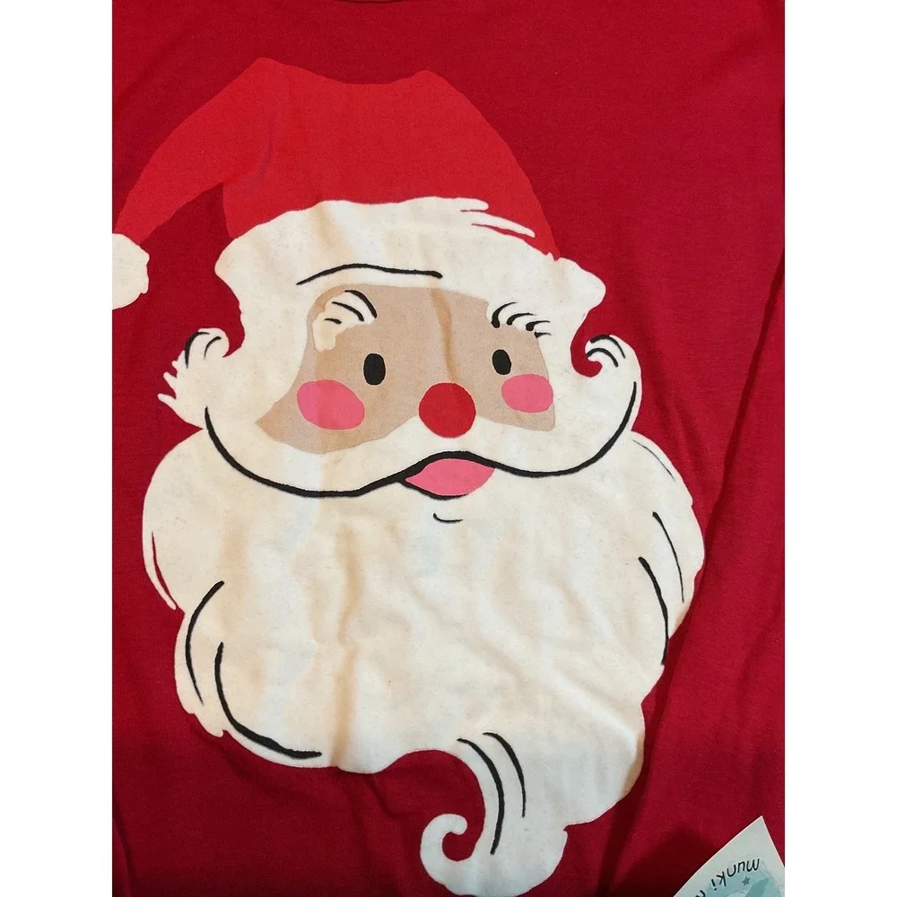 Munki Munki Nite Nite‎ Santa Claus Pajama Top Long Sleeve Red Christmas Kids